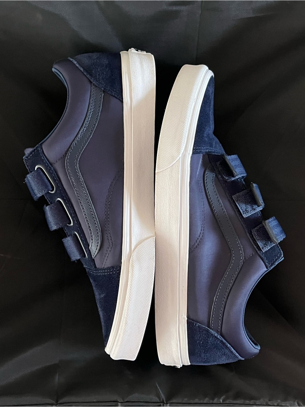 Vans Men's Navy Velcro Sneakers with White Sole